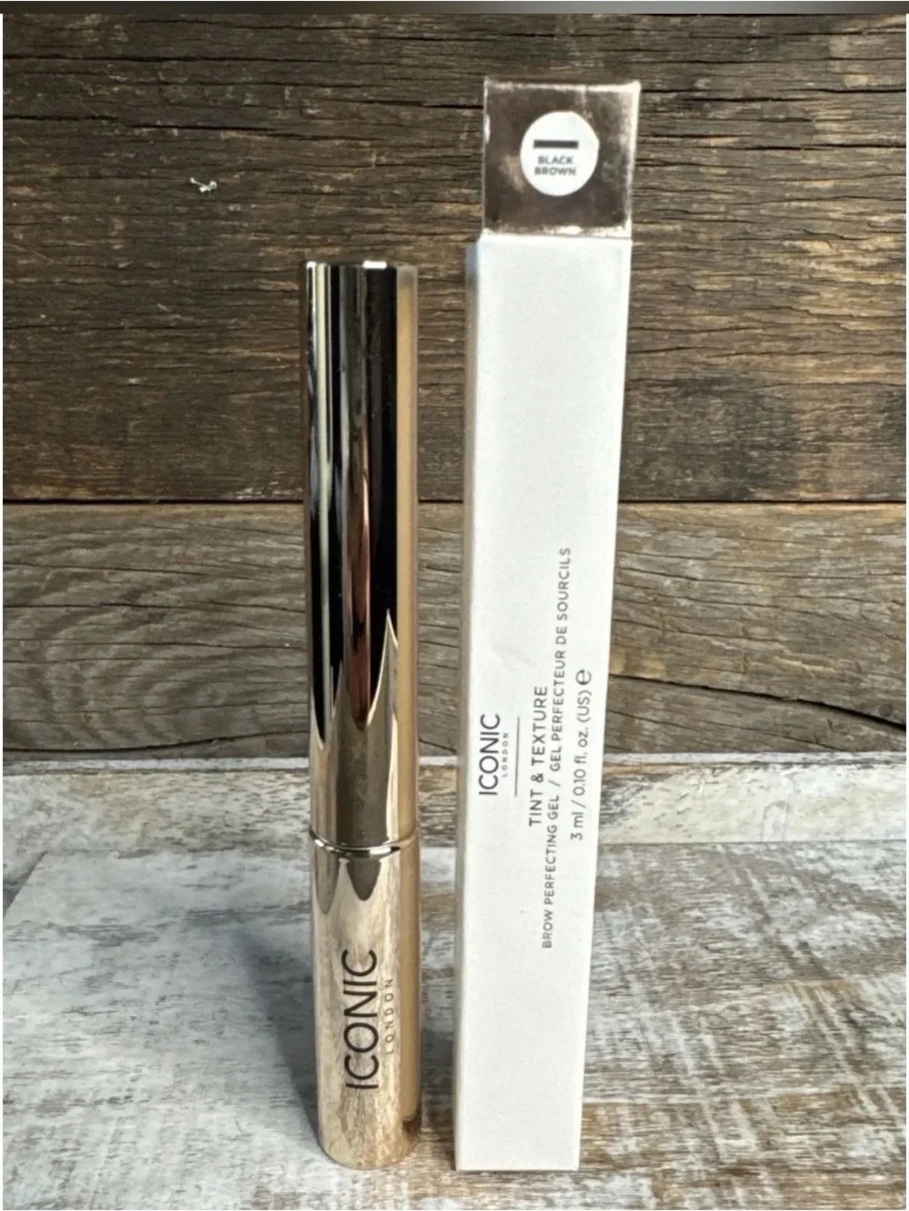 ICONIC London Tint & Texture Brow Perfecting Gel — Black Brown